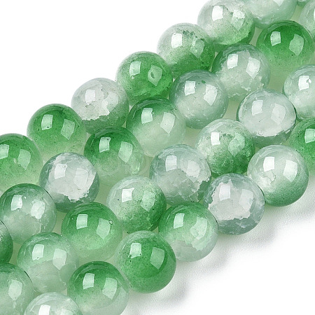 Crackle Baking Paint Imitation Jade Glass Beads Strands DGLA-T003-8mm-07-1