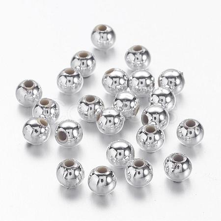 Chunky Silver Plated Acrylic Round Spacer Beads for Kids Jewelry X-PL681-1-1