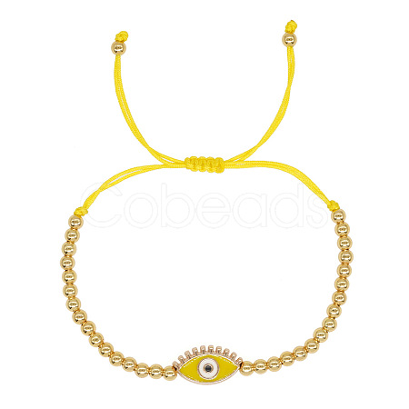 Alloy Round & Evil Eye Braided Bead Bracelets TG4711-9-1
