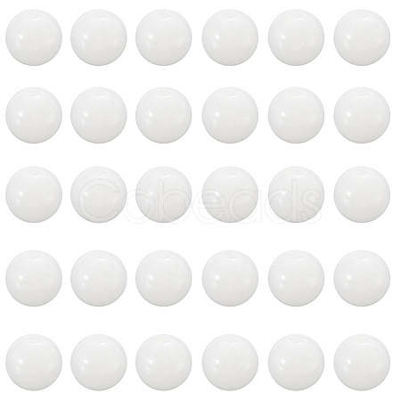 2 Strands Natural White Jade Round Beads Strands G-SP0001-25-1