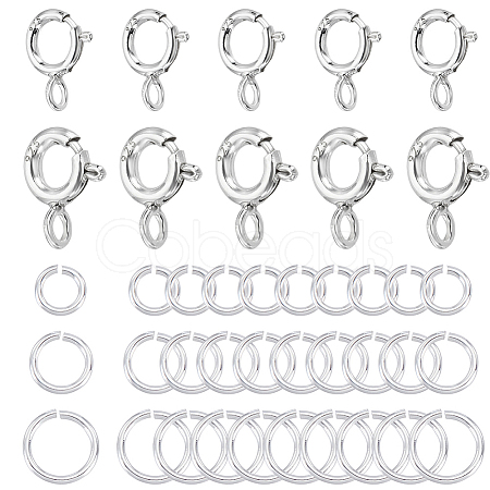 10Pcs 2 Styles 925 Sterling Silver Spring Ring Clasps STER-GA0001-21-1