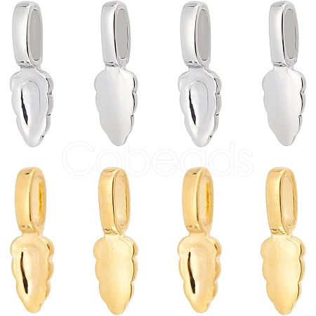 Unicraftale 8Pcs 2 Style 304 Stainless Steel Glue-on Flat Pad Pendant Bails STAS-UN0039-95-1