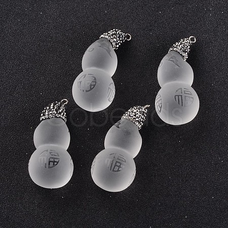Frosted Calabash with Chinese Blessing Glass Pendants GLAA-K003-01-1