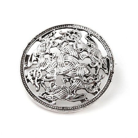 Tibetan Style Alloy Brooches JEWB-O016-03B-AS-1