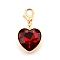 Heart Glass Pendant Decorations, with Alloy Lobster Claw Clasps, Dark Red, 32.5mm, Heart: 18.5x16x6mm