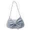 Women's Bowknot Imitation Leather Crossbody Bag, Shoulder Bag with Chain, Light Steel Blue, 23x12x5cm