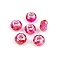 Baking Paint Transparent Glass European Beads, Large Hole Beads, with Brass Cores, AB Color Plated, Faceted, Rondelle, Deep Pink, 13.5~14x9~9.5mm, Hole: 5mm