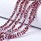 Electroplate Glass Beads Strands, Platinum Plated, Faceted, Rondelle, Dark Red, 4x3mm, Hole: 0.4mm, about 109~113pcs/strand, 38~39cm