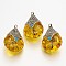 Teardrop Tibetan Style Pendants, Alloy Findings with Beeswax, Antique Silver, Goldenrod, 38x22.5x17.5mm, Hole: 4mm