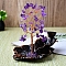 Natural Amethyst Chips Tree of Life Decorations, Burner Cone Stick Incense Holder with Copper Wire Feng Shui Energy Stone Gift for Women Men Meditation, 130x100mm