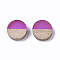 Resin & Wood Cabochons, Flat Round, Magenta, 10x2.5~4mm