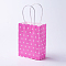 kraft Paper Bags, with Handles, Gift Bags, Shopping Bags, Rectangle, Polka Dot Pattern, Deep Pink, 21x15x8cm