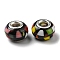 Bohemian Style Resin European Beads, Large Hole Beads, Rondelle, Platinum Color Core, Black, 14x9.5mm, Hole: 4.8mm