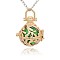 Golden Tone Brass Hollow Round Cage Pendants, with No Hole Spray Painted Brass Round Ball Beads, Green, 36x25x21mm, Hole: 3x8mm