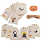 BENECREAT 36Pcs 6 Styles Halloween Cotton Cloth Storage Pouches, Rectangle Drawstring Bags, for Candy Gift Bags, with 36Pcs Paper Gift Tags and 1 Bundle Jute Cord, Mixed Color, Pouch: 13.8x10x0.1cm, 6pcs/style, Tag: 35x45x0.5mm