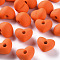 Acrylic Beads, Rubberized Style, Half Drilled Beads, Heart, Dark Orange, 14.5x18.5x13.5mm, Hole: 3.5mm