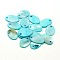 Dyed Freshwater Shell Flat Oval Charms, Light Sky Blue, 15x10x2mm, Hole: 1.5mm