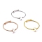 304 Stainless Steel Cuff Bangles Sets, Torque Bangles, with Clover Beads, Mixed Color, 2 inch(5.1cm), 3pcs/set