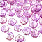 Transparent Spray Painted Glass Beads, with Glitter Powder, Two Tone, Flower, Plum, 15x15x6mm, Hole: 1.2mm