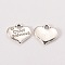 Wedding Theme Antique Silver Tone Tibetan Style Alloy Heart with Chief Bridesmaid Rhinestone Charms, Cadmium Free & Lead Free, Crystal, 14x16x3mm, Hole: 2mm