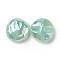 Rainbow Iridescent Plating Acrylic Beads, Glitter Beads, Flat Round with Smiling Face Pattern, Aquamarine, 32x32x14.5mm, Hole: 3.5mm