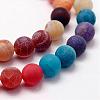 Frosted Natural Weathered Agate Beads Strands G-F367-8mm-08-3
