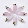 Top Golden Plated Natural Rose Quartz Pointed Pendants G-S359-078E-2