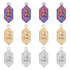 12Pcs 3 Colors 304 Stainless Steel Pendants STAS-UN0042-18-1
