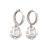 Brass Micro Pave Clear Cubic Zirconia Hoop Earrings for Women EJEW-U015-21P-1