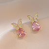 304 Stainless Steel Micro Pave Rhinestone Stud Earrings FS-WG8B01A-02-1
