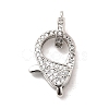 Brass Clear Cubic Zirconia Lobster Claw Clasps X-KK-Z078-50P-1