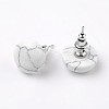 Half Round Dome Natural Howlite Stud Earrings EJEW-L171-12-1
