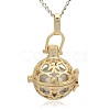 Golden Tone Brass Hollow Round Cage Pendants KK-J226-08G-1