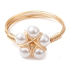 Flower Shell Pearl Finger Rings RJEW-TA00157-1