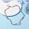 Natural Rose Quartz Chip Beaded Necklace NJEW-JN04616-13-2