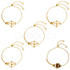 5Pcs Adjustable Braided Brass Macrame Pouch Cable Chain Slider Bracelet Making BJEW-BBC0001-17B-1