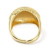 Brass with Cubic Zirconia Open Cuff Ring RJEW-B051-46G-3