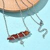 Natural & Synthetic Mixed Stone Faceted Pointed Bullet Wire Wrapped with Star Pendant Brass Cable Chain Necklaces NJEW-P351-01P-4