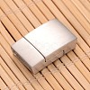 Tarnish Resistant Mixed Smooth & Matte 304 Stainless Steel Rectangle Magnetic Clasps with Glue-in Ends STAS-I045-05-2