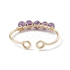 Copper Wire Wrapped Natural Gemstone Open Ring RJEW-JR00630-6