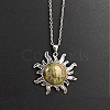 Natural Unakite Sun Pendant Alloy Chain Vintage Necklaces WB3716-16-1