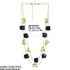Resin & CCB Plastic Nuggets Double Layer Necklaces with Alloy Chains for Women WG8113C-01-2
