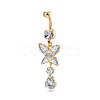 Brass Cubic Zirconia Navel Ring AJEW-EE0004-17-5