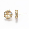 Brass Micro Pave Clear Cubic Zirconia Stud Earring Findings KK-T062-53G-NF-3