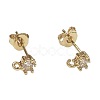 Brass Micro Pave Clear Cubic Zirconia Stud Earring Findings ZIRC-L098-042G-1