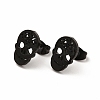 Halloween Skull with Flower 304 Stainless Steel Stud Earrings for Women EJEW-B019-05EB-1