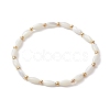 Natural Shell Twist Oval Beaded Stretch Bracelets for Women BJEW-JB10059-1
