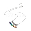 Natural Mixed Gemstone Beaded Curved Rectangle Pendant Necklace NJEW-P274-06-2