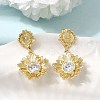 Brass Clear Cubic Zirconia Stud Dangle Stud Earrings EJEW-G473-07G-1