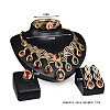 Teardrop Alloy Rhinestone Pendant Necklaces & Stud Dangle Earrings & Bangles & Rings Sets FS-WGBA23F-01-5